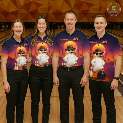Custom Funny Duck Bowling Jersey for Women Bowling Uniform Polo & 1/4 Zip Bowling Team Shirts HNT235