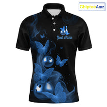 Load image into Gallery viewer, Custom Blue Butterfly Galaxy Bowling Jersey for Men Bowling Team Shirts Bowling League HNT310