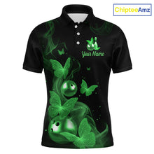 Load image into Gallery viewer, Custom Green Butterfly Galaxy Bowling Jersey for Men Bowling Team Shirts Bowling League HNT310