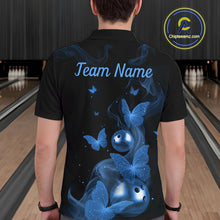 Load image into Gallery viewer, Custom Blue Butterfly Galaxy Bowling Jersey for Men Bowling Team Shirts Bowling League HNT310