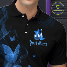 Load image into Gallery viewer, Custom Blue Butterfly Galaxy Bowling Jersey for Men Bowling Team Shirts Bowling League HNT310