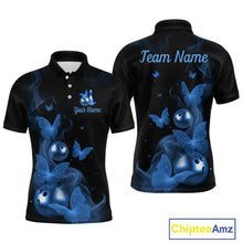Load image into Gallery viewer, Custom Blue Butterfly Galaxy Bowling Jersey for Men Bowling Team Shirts Bowling League HNT310