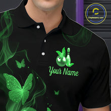 Load image into Gallery viewer, Custom Green Butterfly Galaxy Bowling Jersey for Men Bowling Team Shirts Bowling League HNT310