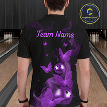 Load image into Gallery viewer, Custom Purple Butterfly Galaxy Bowling Jersey for Men Bowling Team Shirts Bowling League HNT310