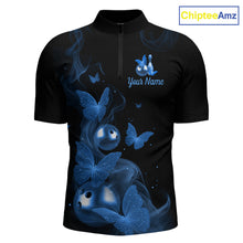 Load image into Gallery viewer, Custom Blue Butterfly Galaxy Bowling Jersey for Men Bowling Team Shirts Bowling League HNT310