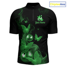 Load image into Gallery viewer, Custom Green Butterfly Galaxy Bowling Jersey for Men Bowling Team Shirts Bowling League HNT310