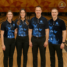 Load image into Gallery viewer, Custom Blue Butterfly Galaxy Bowling Jersey for Men Bowling Team Shirts Bowling League HNT310