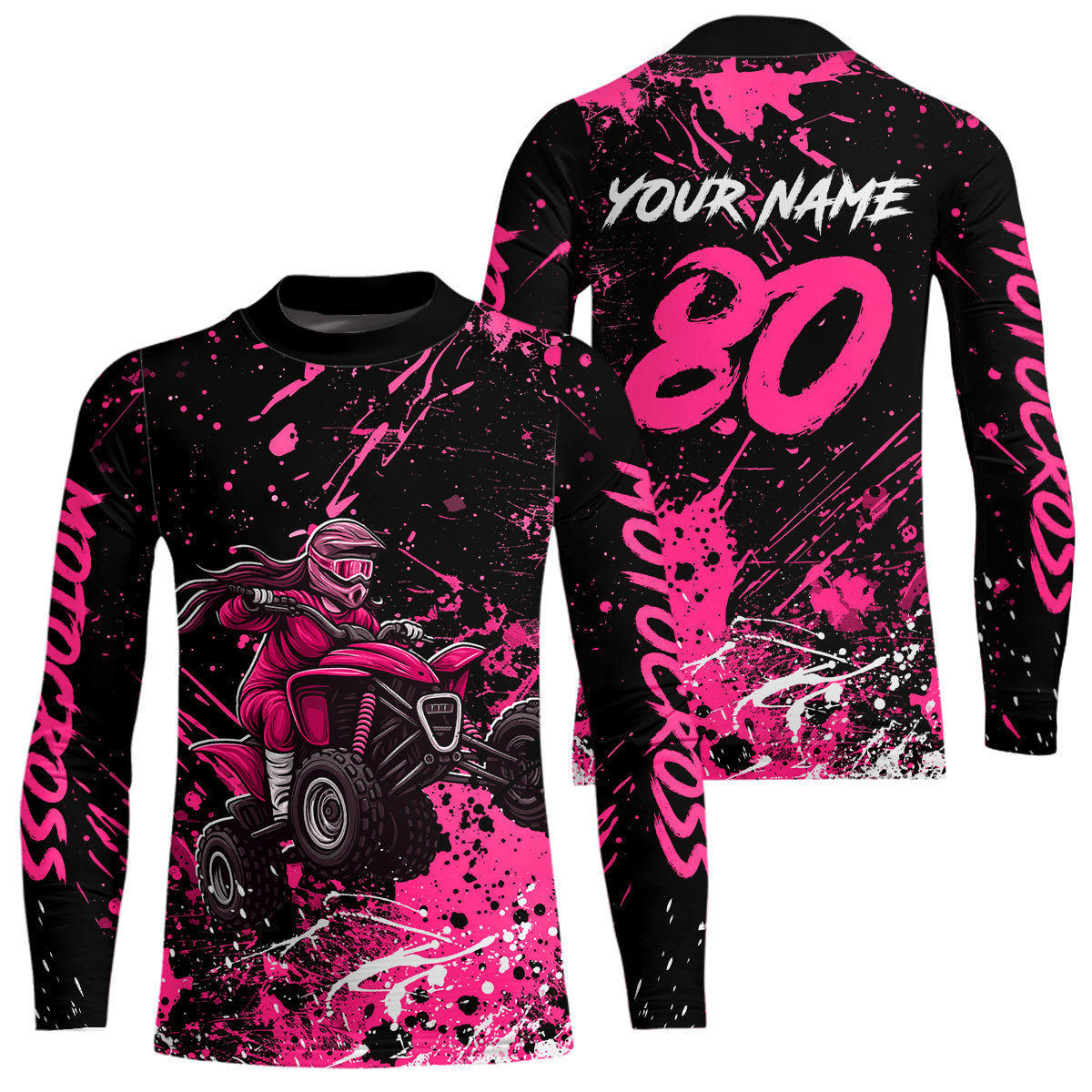 Pink Youth ATV Motocross Shirts Kid Men Women Custom Off-Road Quad Bike Shirt UPF30+ DNT77
