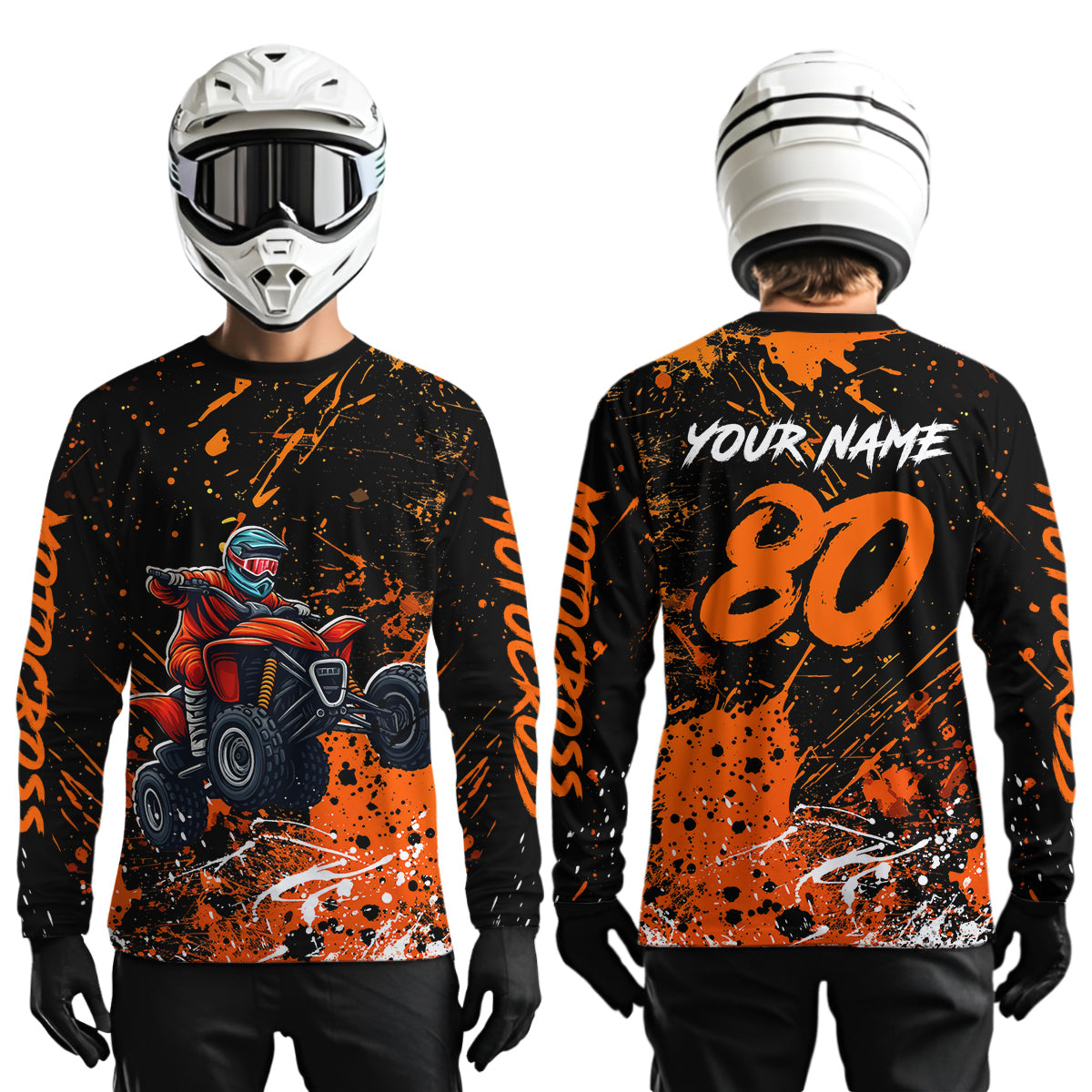 Orange Youth ATV Motocross Shirts Kid Men Women Custom Off-Road Quad Bike Shirt UPF30+ DNT77