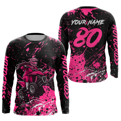Pink Youth ATV Motocross Shirts Kid Men Women Custom Off-Road Quad Bike Shirt UPF30+ DNT77