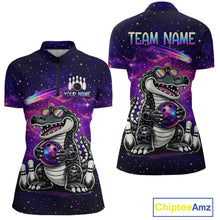 Load image into Gallery viewer, Custom Funny Galaxy Alligator Bowling Jersey for Women Bowling Tournament Polo &amp; 1/4 Zip Bowling Team Shirts HNT218