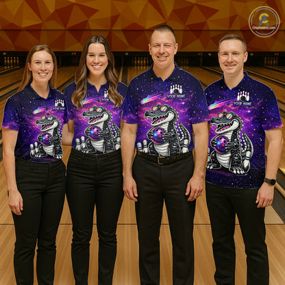Custom Funny Galaxy Alligator Bowling Jersey for Men Bowling Tournament Polo & 1/4 Zip Bowling Team Shirts HNT218