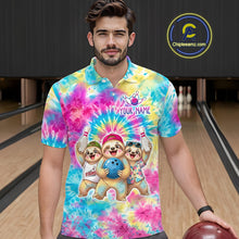 Load image into Gallery viewer, Custom Funny Sloth Bowling Jersey for Men Tropical Tie-Dye Bowling Team Shirts Bowling League HNT306