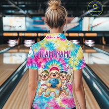 Load image into Gallery viewer, Custom Funny Sloth Bowling Jersey for Women Tropical Tie-Dye Bowling Team Shirts Bowling League HNT306