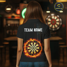 Load image into Gallery viewer, Custom Flame US Flag Darts Shirt for Women Darts Team Jerseys Dart Tournament Polo &amp; 1/4 Zip NNT115