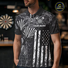 Load image into Gallery viewer, Custom US Flag Darts Shirt for Men Darts Team Jerseys Dart Tournament Polo &amp; 1/4 Zip NNT113