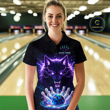 Load image into Gallery viewer, Custom Galaxy Wolf Bowling Jersey for Women Bowling Tournament Polo &amp; 1/4 Zip Bowling Team Shirts HNT220