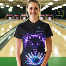 Load image into Gallery viewer, Custom Galaxy Wolf Bowling Jersey for Women Bowling Tournament Polo &amp; 1/4 Zip Bowling Team Shirts HNT220