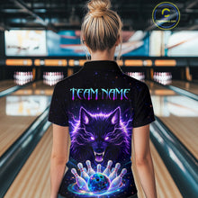 Load image into Gallery viewer, Custom Galaxy Wolf Bowling Jersey for Women Bowling Tournament Polo &amp; 1/4 Zip Bowling Team Shirts HNT220