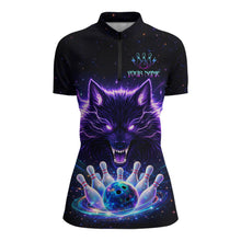 Load image into Gallery viewer, Custom Galaxy Wolf Bowling Jersey for Women Bowling Tournament Polo &amp; 1/4 Zip Bowling Team Shirts HNT220