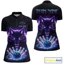 Load image into Gallery viewer, Custom Galaxy Wolf Bowling Jersey for Women Bowling Tournament Polo &amp; 1/4 Zip Bowling Team Shirts HNT220