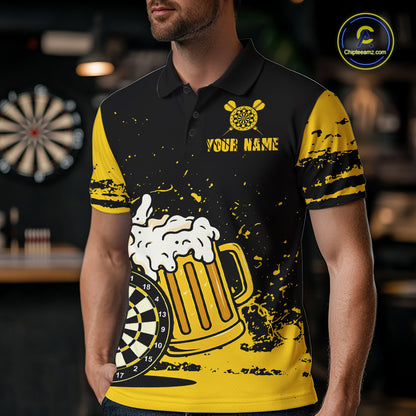 Custom Funny Beer Dart Shirts for Men Darts Team Jerseys Dart League Polo & 1/4 Zip NNT141