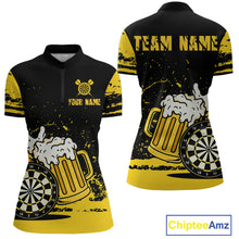 Load image into Gallery viewer, Custom Funny Beer Dart Shirts for Women Darts Team Jerseys Dart League Polo &amp; 1/4 Zip NNT141
