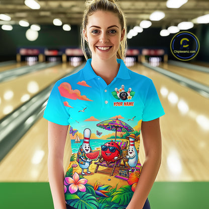 Custom Summer Bowling Jersey for Women Unisex Bowling Shirts for Team Polo & 1/4 Zip HNT243
