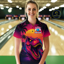 Load image into Gallery viewer, Custom Neon Dinosaur Bowling Jersey for Women Unisex Bowling Shirts for Team Polo &amp; 1/4 Zip HNT241