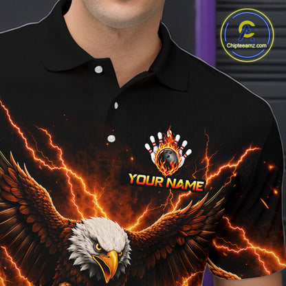 Custom Thunder Eagle Bowling Jersey for Men Bowling Team Shirts Bowling League Polo & 1/4 Zip HNT500