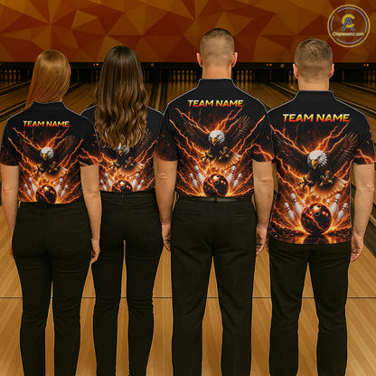 Custom Thunder Eagle Bowling Jersey for Women Bowling Team Shirts Bowling League Polo & 1/4 Zip HNT500