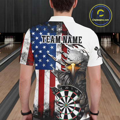 Custom American Flag Eagle Dart Shirts for Men Darts Team Jerseys Polo & 1/4 Zip NNT138