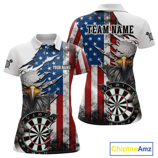 Custom American Flag Eagle Dart Shirts for Women Darts Team Jerseys Polo & 1/4 Zip NNT138