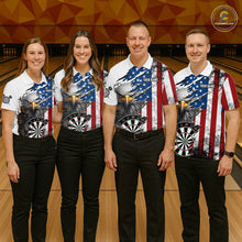 Load image into Gallery viewer, Custom American Flag Eagle Dart Shirts for Men Darts Team Jerseys Polo &amp; 1/4 Zip NNT138