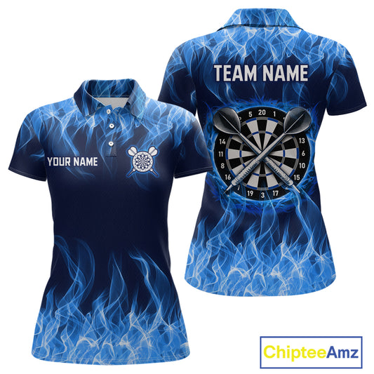 Custom Blue Fire Flame Darts Board Dart Tournament Dart Shirts For Women Darts Team Jerseys NNT118