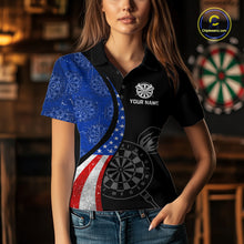 Load image into Gallery viewer, Custom US Flag Dart Shirt For Women, Patriotic Dart Jersey Dart Tournament Retro Darts Board NNT117
