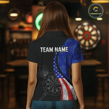 Load image into Gallery viewer, Custom US Flag Dart Shirt For Women, Patriotic Dart Jersey Dart Tournament Retro Darts Board NNT117