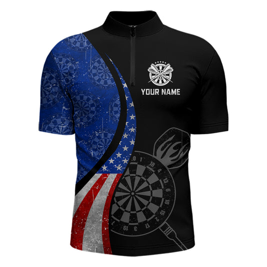 Custom US Flag Dart Shirt For Men, Patriotic Dart Jersey Dart Tournament Retro Darts Board NNT117
