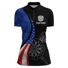 Load image into Gallery viewer, Custom US Flag Dart Shirt For Women, Patriotic Dart Jersey Dart Tournament Retro Darts Board NNT117