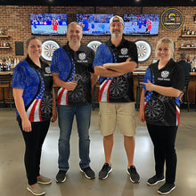 Load image into Gallery viewer, Custom US Flag Dart Shirt For Women, Patriotic Dart Jersey Dart Tournament Retro Darts Board NNT117