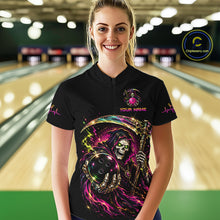Load image into Gallery viewer, Person wearing a black t-shirt with a colorful graphic design in a bowling alley.