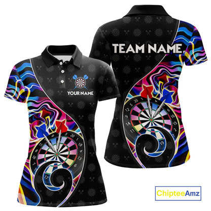 Custom Blue Neon Wave Darts Shirt for Women Darts Team Jerseys Dartboard Shirt NNT295