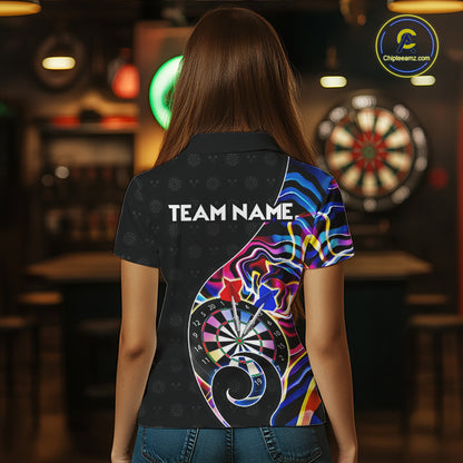 Custom Blue Neon Wave Darts Shirt for Women Darts Team Jerseys Dartboard Shirt NNT295