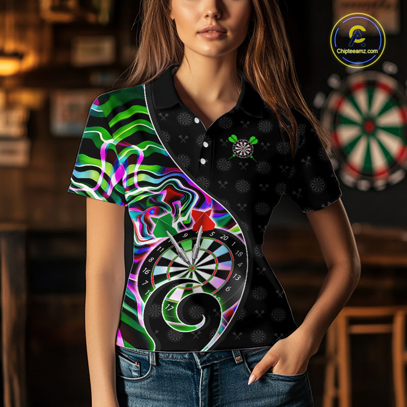 Custom Green Neon Wave Darts Shirt for Women Darts Team Jerseys Dartboard Shirt NNT295