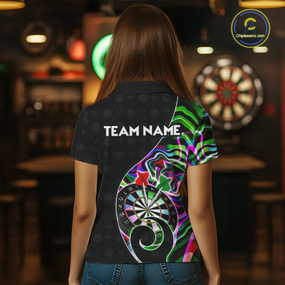 Custom Green Neon Wave Darts Shirt for Women Darts Team Jerseys Dartboard Shirt NNT295
