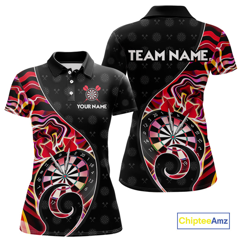 Custom Red Neon Wave Darts Shirt for Women Darts Team Jerseys Dartboard Shirt NNT295