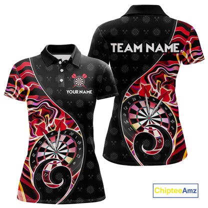 Custom Red Neon Wave Darts Shirt for Women Darts Team Jerseys Dartboard Shirt NNT295