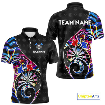 Custom Blue Neon Wave Darts Shirt for Men Darts Team Jerseys Dartboard Shirt NNT295