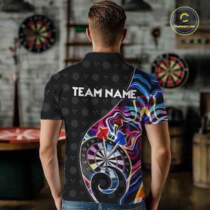 Custom Blue Neon Wave Darts Shirt for Men Darts Team Jerseys Dartboard Shirt NNT295