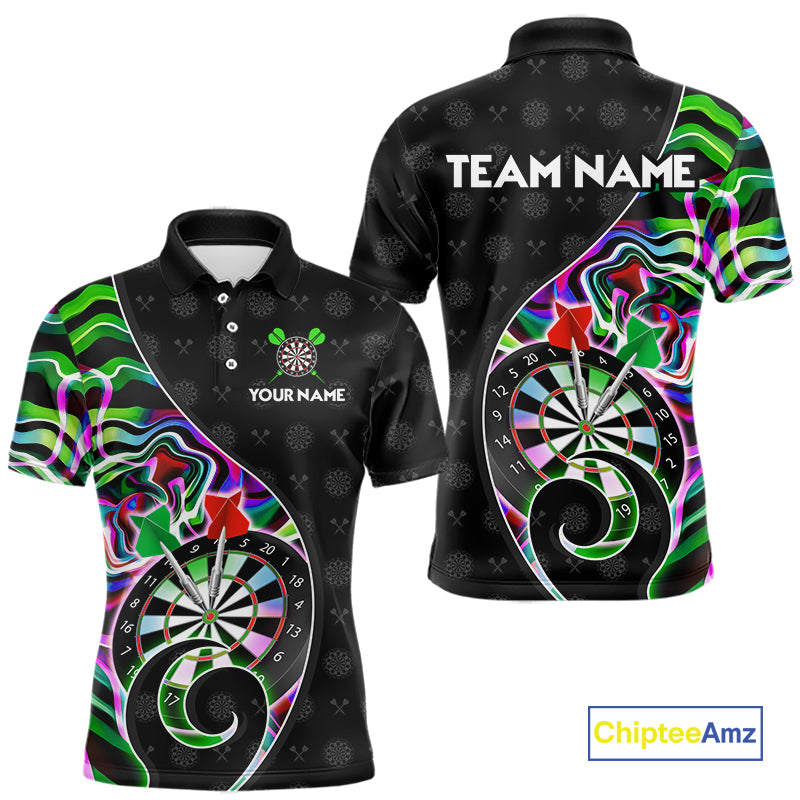 Custom Green Neon Wave Darts Shirt for Men Darts Team Jerseys Dartboard Shirt NNT295